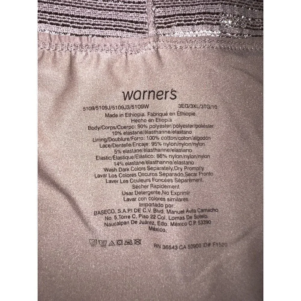 NWT WARNERS No Muffin Top Microfiber With Lace Hi-Cut Panties 3XL Size 10